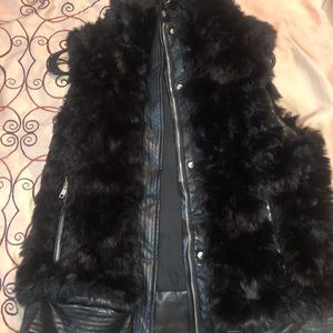 SOLD***Black Fur Vest  Size:Med